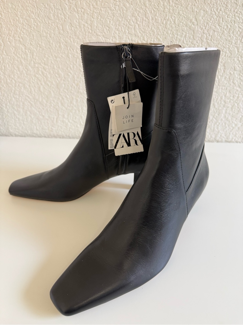 Zara | Genuine Leather Ankle Boots | Pointed Toe Kitten Heel | EU 38 US 7.5 - Picture 13 of 16